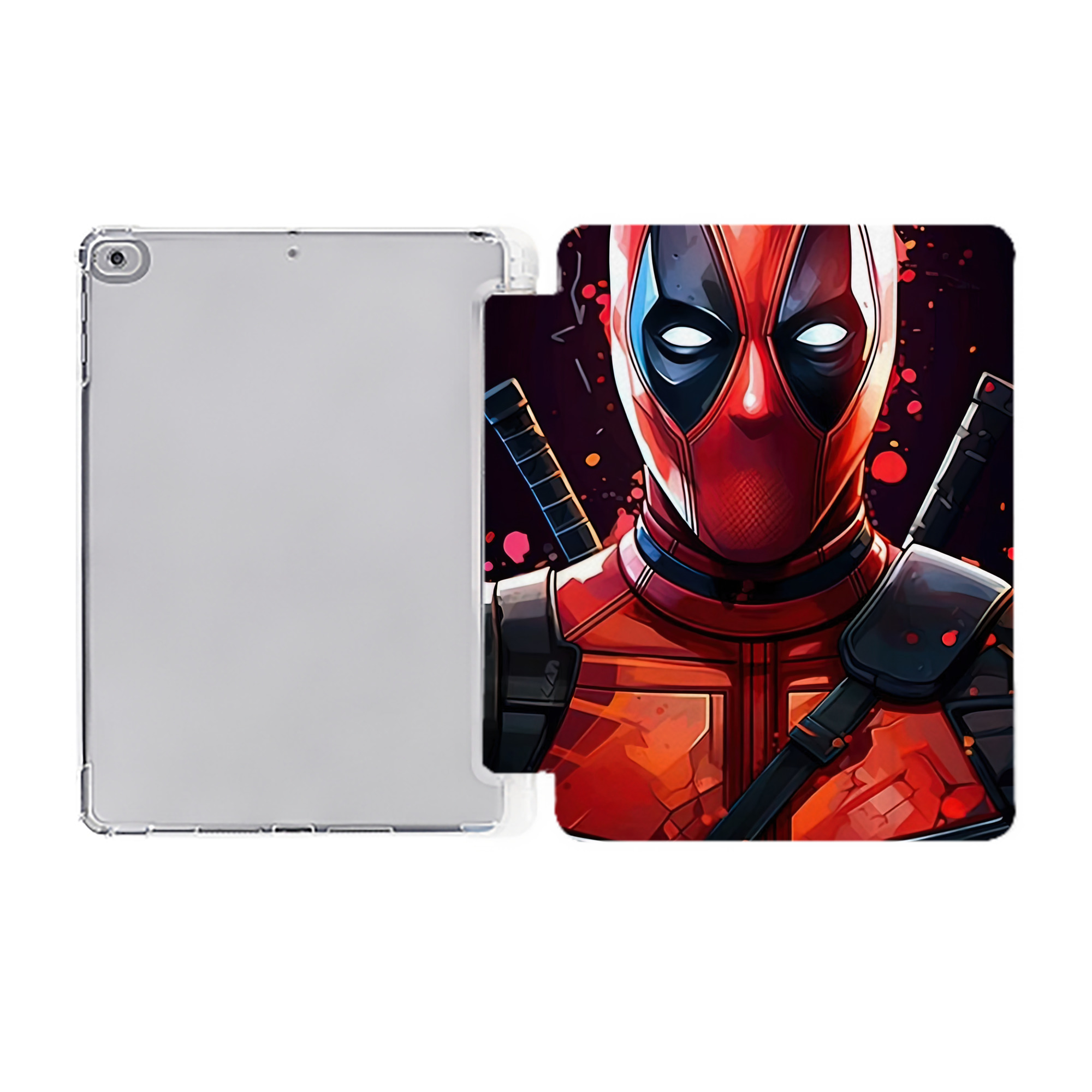 （画像用） Deadpool デッドプール IPad ケース ペン収納付き 三つ折りスタンド PUレザー×シリコン 対応機種9.5/10.5/10.9インチ